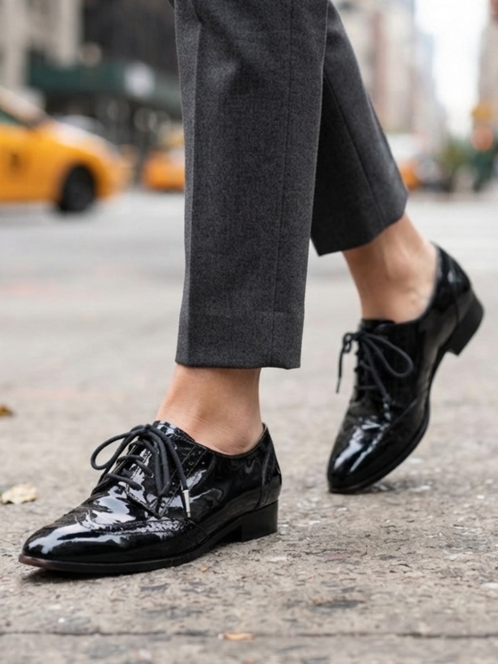 Louise et Cie Black Patent Leather Oxford Loafers 9M Dark Academia Office Preppy